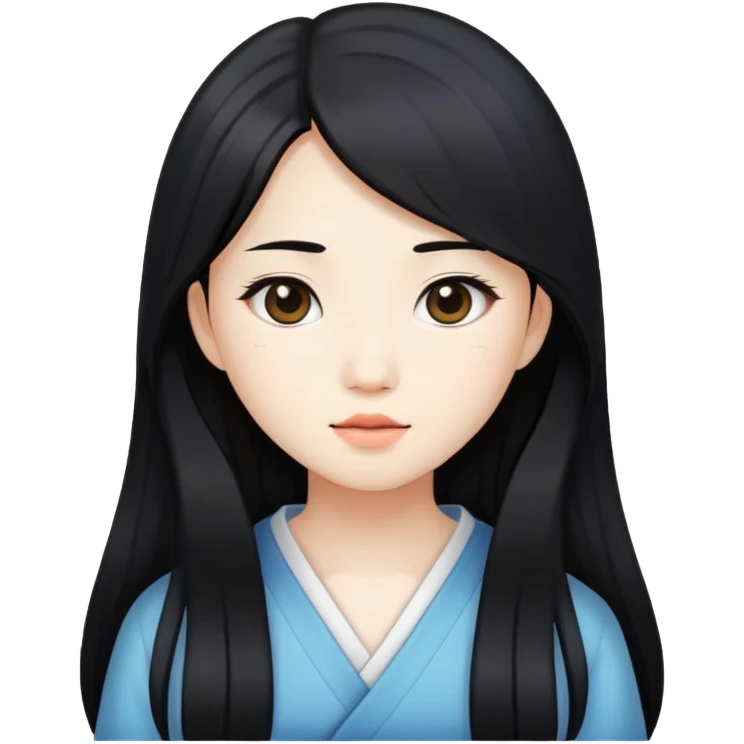 Asian girl white skin black long hair  emoji