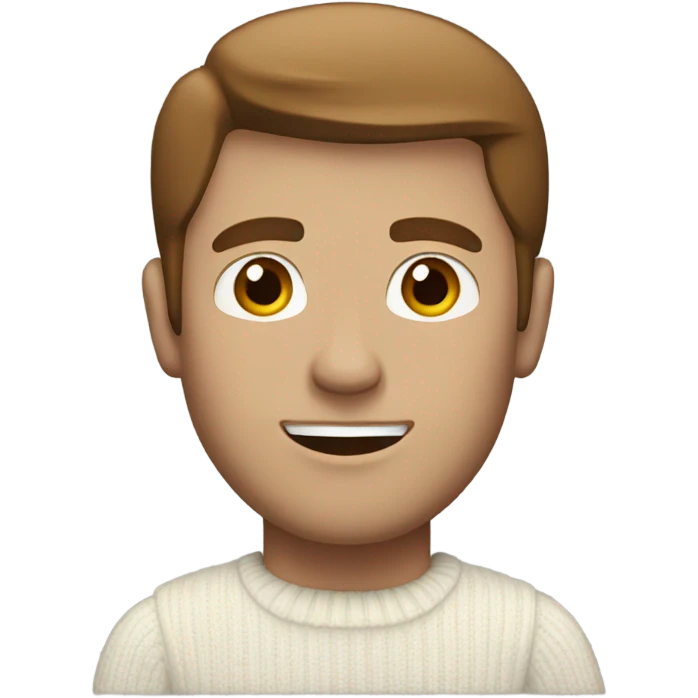 White man with brown straight hair with white sweater  emoji