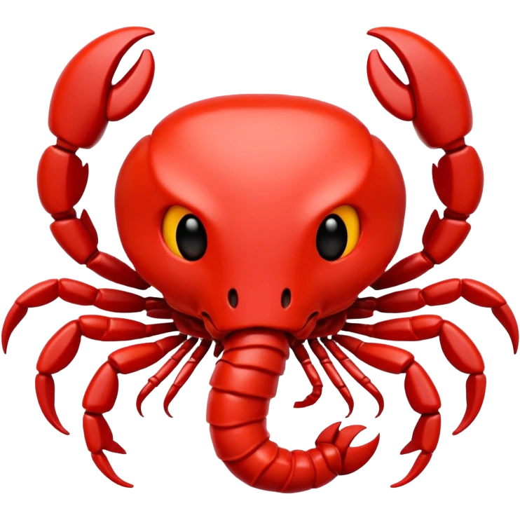 A 3D cartoon Scorpio zodiac sign in red, glossy texture, simple background, Memoji-style rendering. emoji