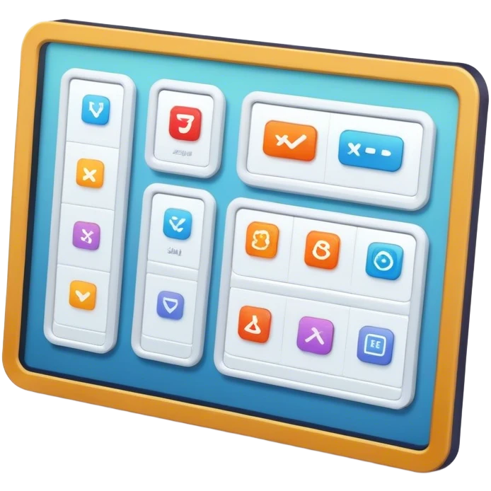 Create an emoji for UX/UI design. Show wireframe sketches or design mockups with interface elements like buttons, sliders, and icons, symbolizing the design process. Use modern, professional colors. Do not include any emojis or smiley faces. Make the background transparent. emoji