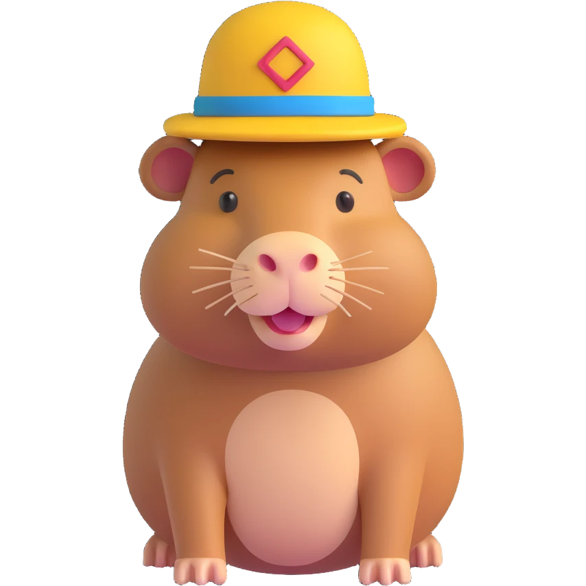 A capybara wearing a raspberry-colored hat emoji