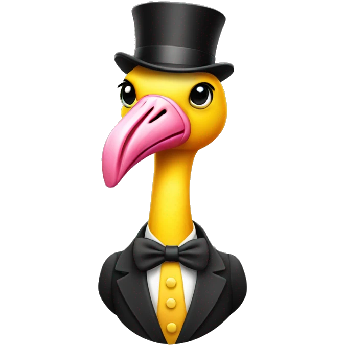 yellow flamingo wearing a top hat emoji