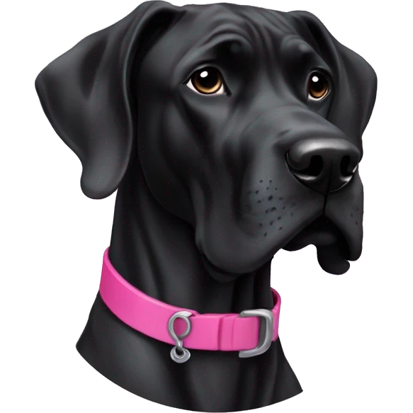  black Great Dane with skinny pink collar  emoji