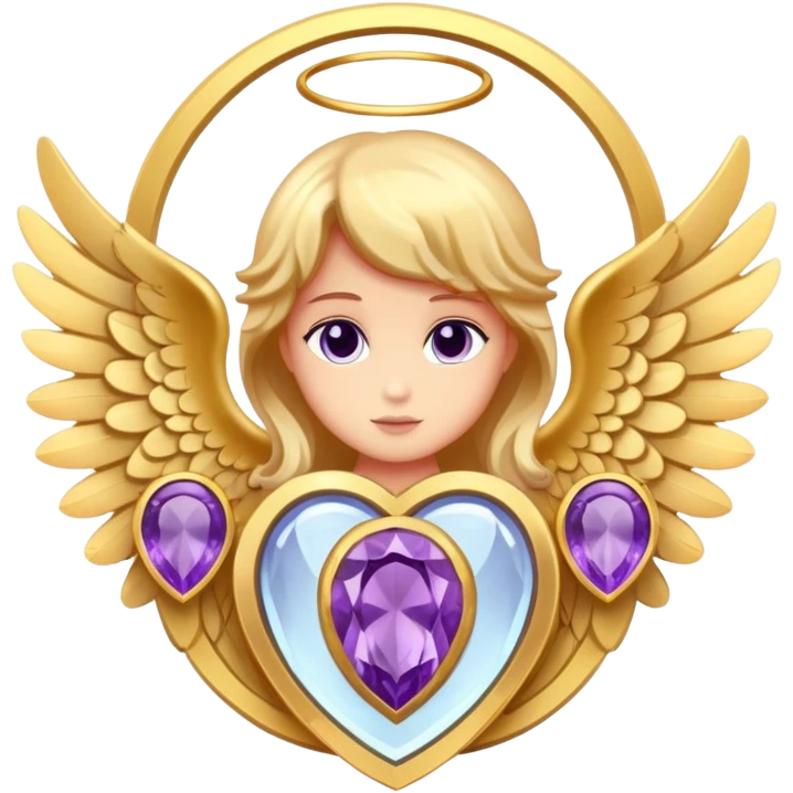 4th place award Number in frame decorated with golden angel  wings and amethyst  stone emoji