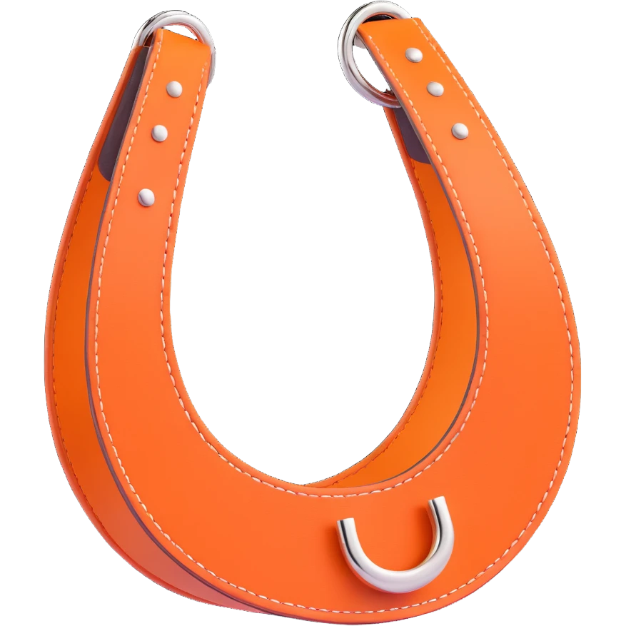 horseshoe, 3D, Hermès orange leather, silver studs, luxury, no text emoji