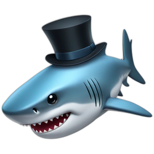 Shark with a top hat emoji