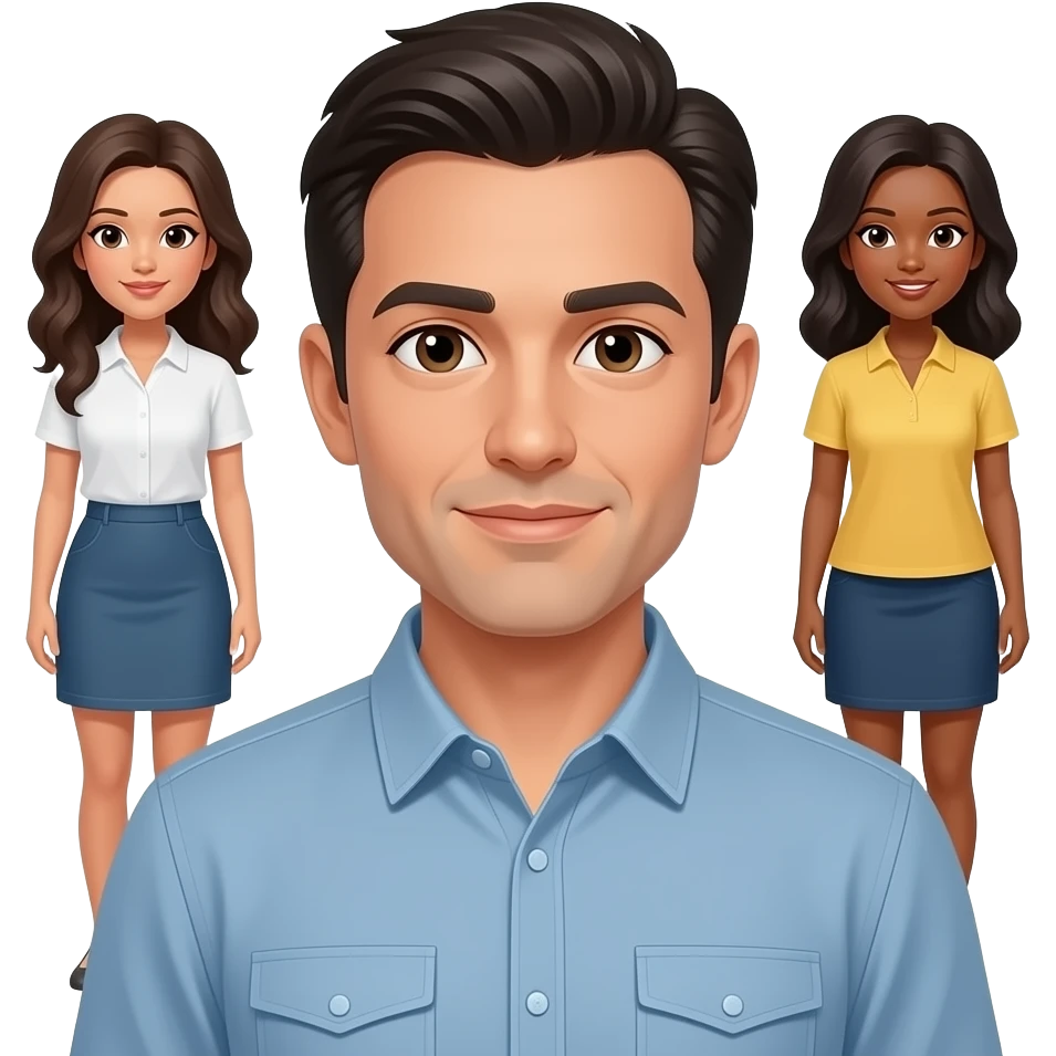 Man in middle and two women Everyone is tan with dark hair emoji
