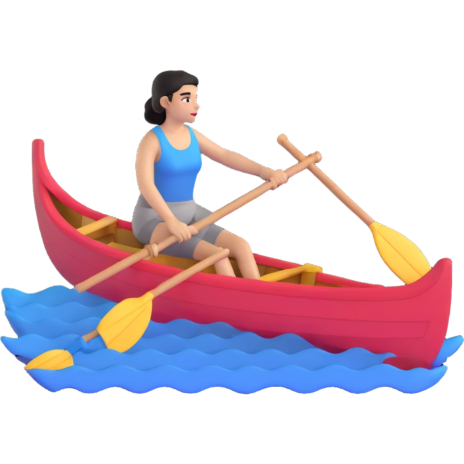 woman rowing a pink boat emoji