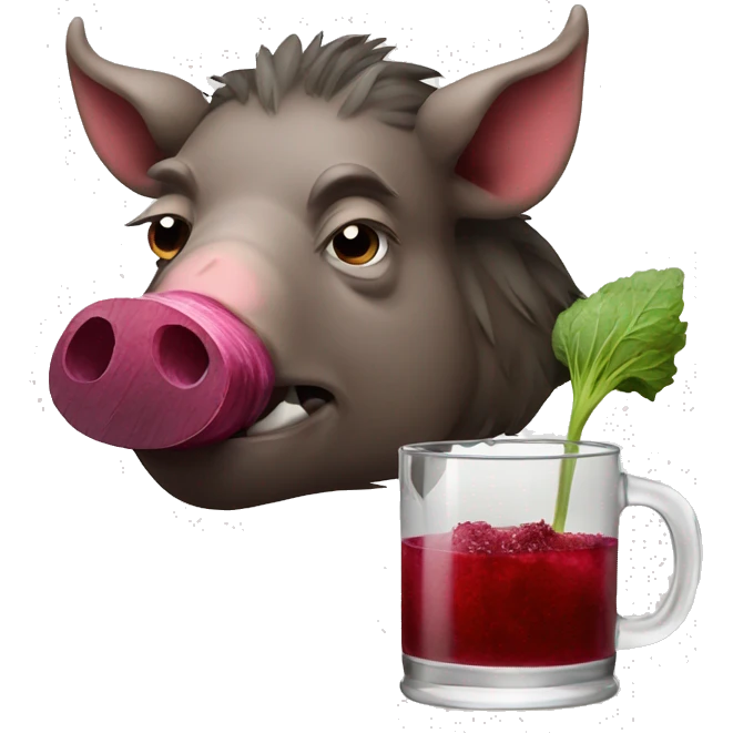 boar with a smoking drink a beet emoji