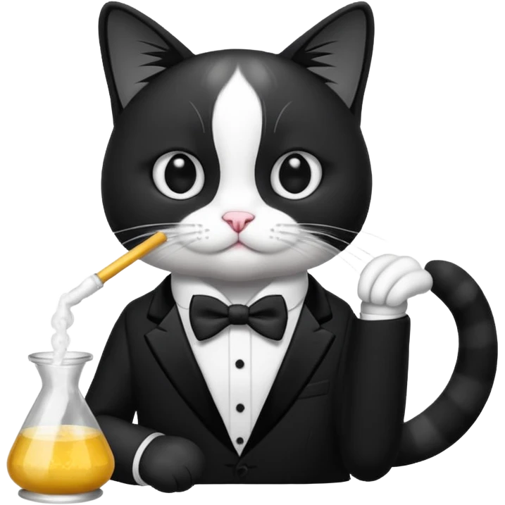Tuxedo cat doing a line of cocaine emoji