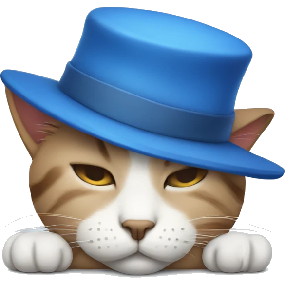 sleepy cat with blue hat emoji