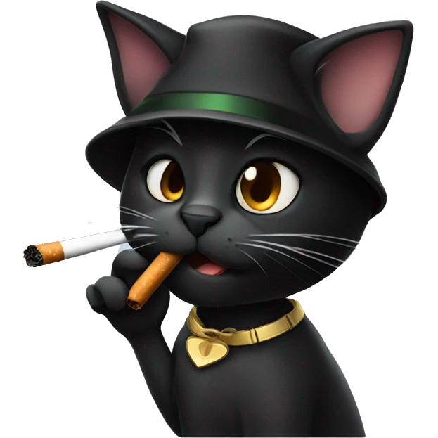 Black cat smoking  emoji