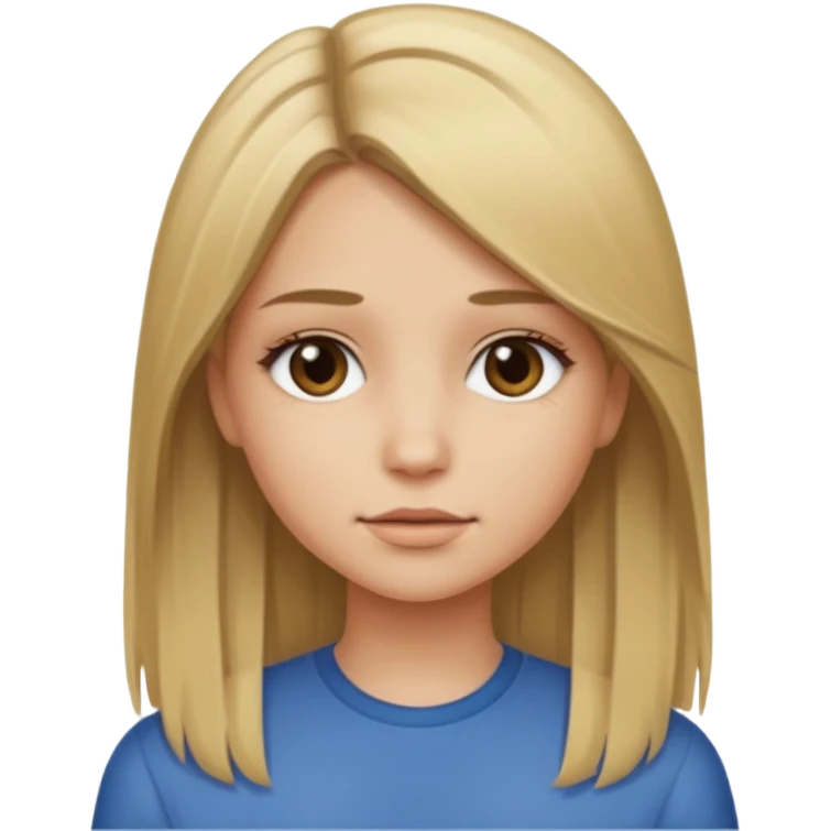 Dirty blonde hair girl with straight middle part emoji