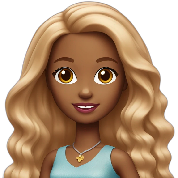 Black Girl Barbie with Long brown Hair emoji