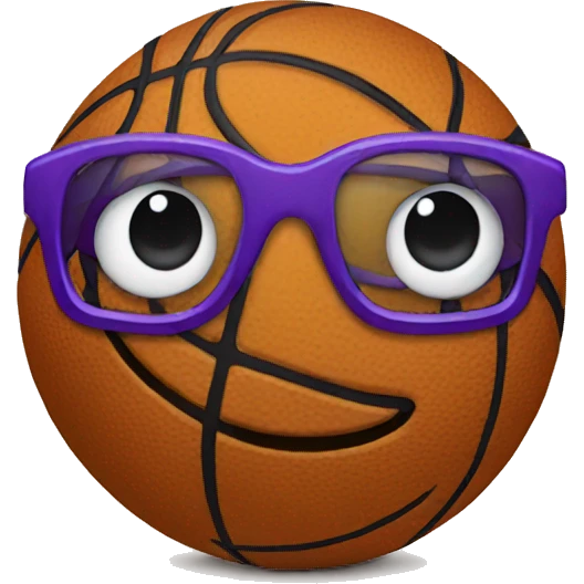 a basketball wearing purple glasses emoji
