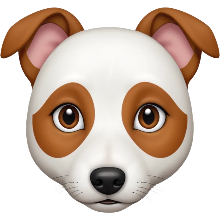 a fully white jack russell the size of a kelpie with a half white face emoji