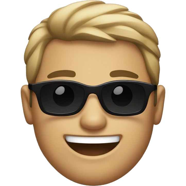 happy guy in black shirt with sunglasses emoji