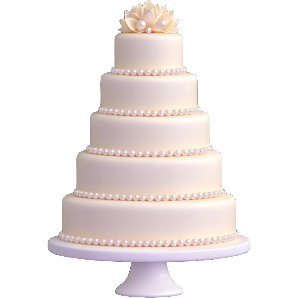 three-tier light pink wedding cake with pearl embellishments emoji