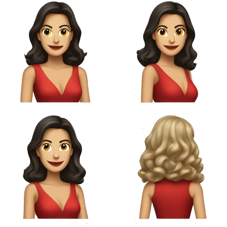 Teri Hatcher in red dress emoji