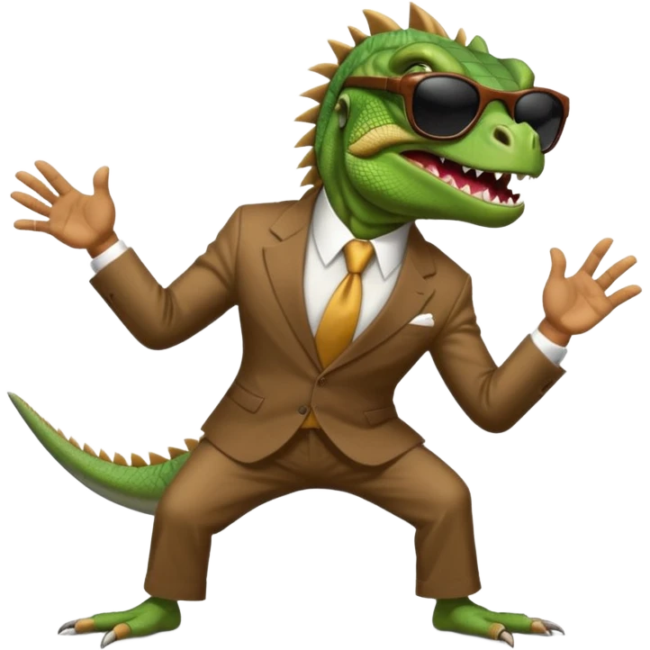 capitalist iguana banker godfather with black sunglasses breakdance scaring emoji
