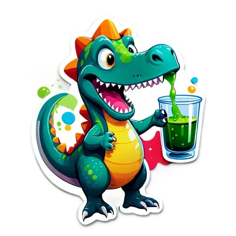 dinosaur holding a beaker emoji
