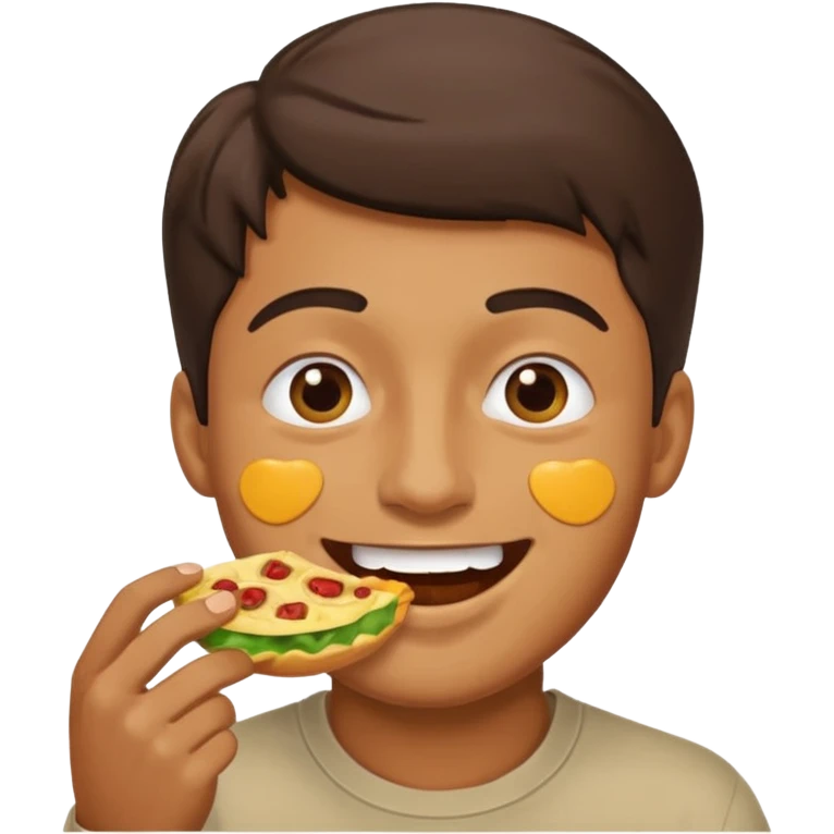 Create a sticker in which a man 6 is hand by denoting other friend that have you eaten in  face emoji