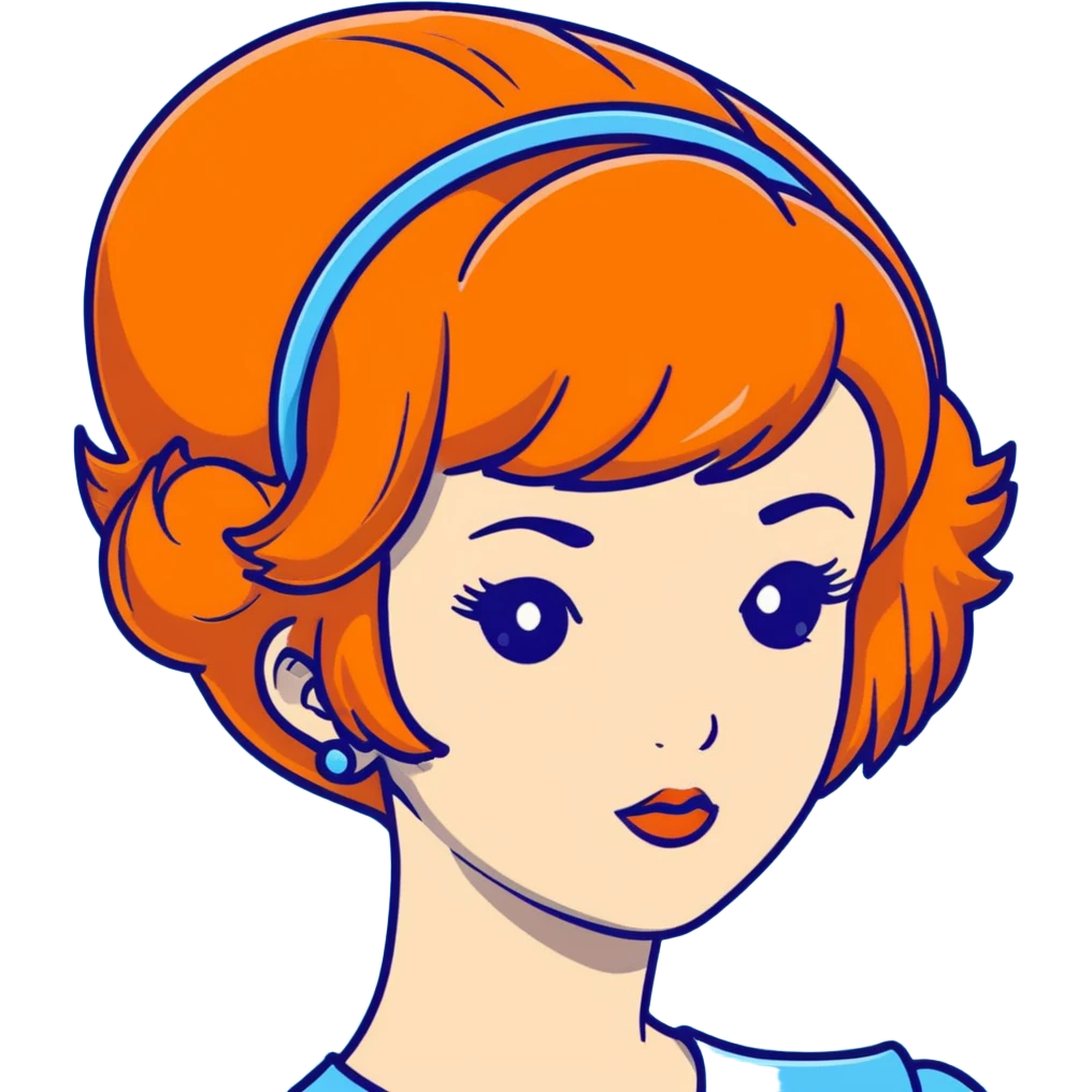 orange hair styled in a retro bouffant emoji