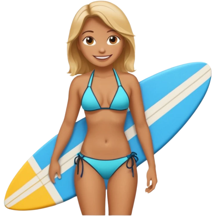 girl in bikini with surfboard emoji