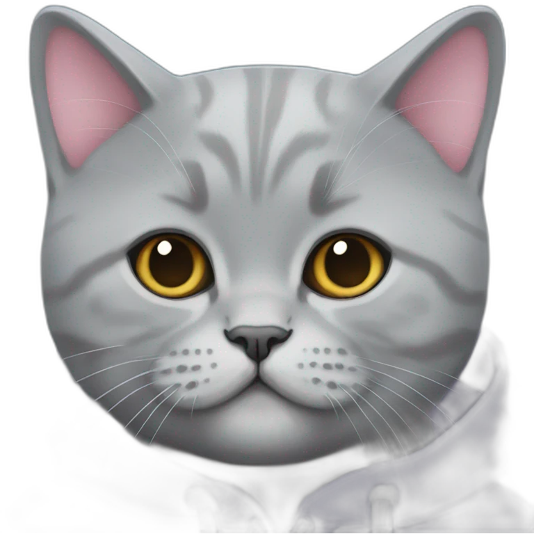 A British shorthair blue with an unicorn hoodie  emoji