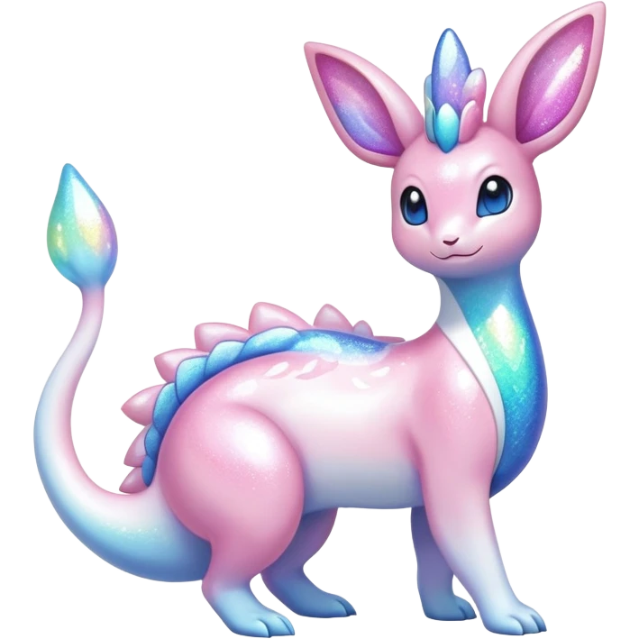 Shiny Exotic Colorful Ethereal Sparkly Sylveon-Lapras-Amaura-Aurorus-Fakémon-hybrid-creature (full body)  emoji