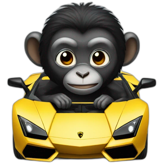 a black monkey sitting in a Lamborghini emoji