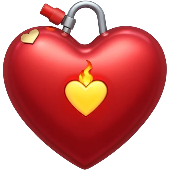 heart-shaped bomb with a lit fuse, surrounded by smaller hearts, playful love bombing concept emoji emoji