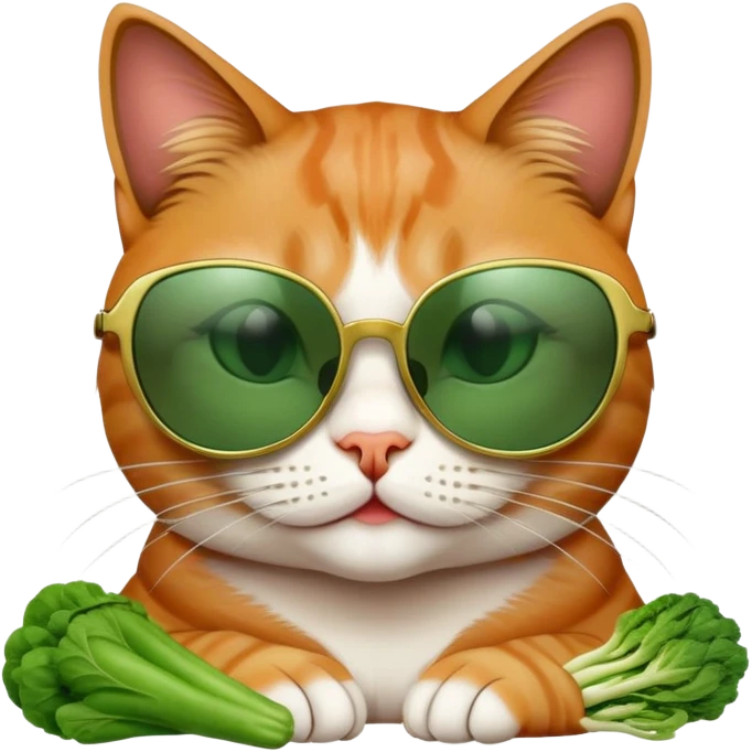 Cat with sunglasses, Crazy because smoking green vegetables, looking like a beautiful women on bed  emoji