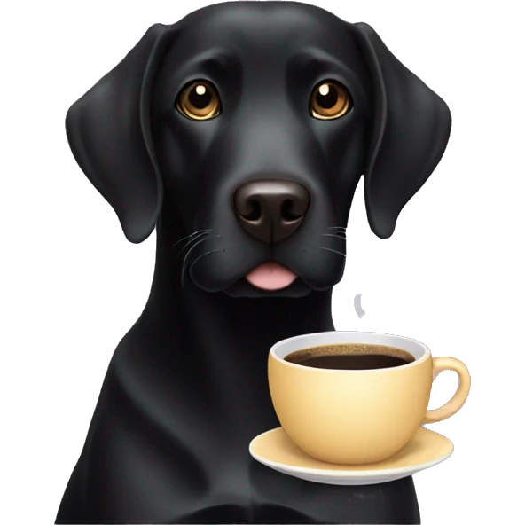 black labrador with a cup of coffee emoji