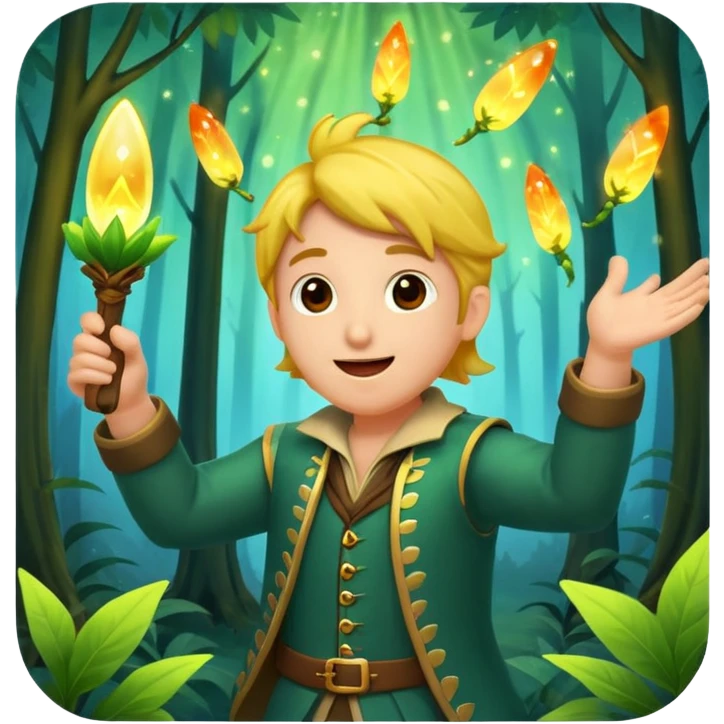 forest bard cheering with firefly burst emoji