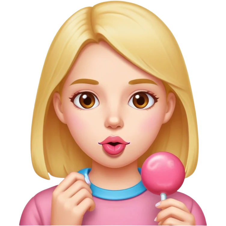 Girl eating bubblegum emoji
