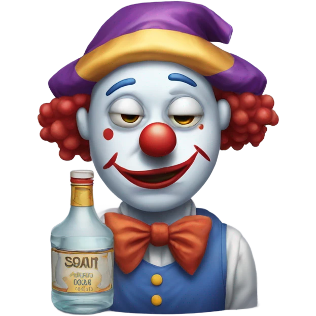 sad clown with bottle of vodka emoji