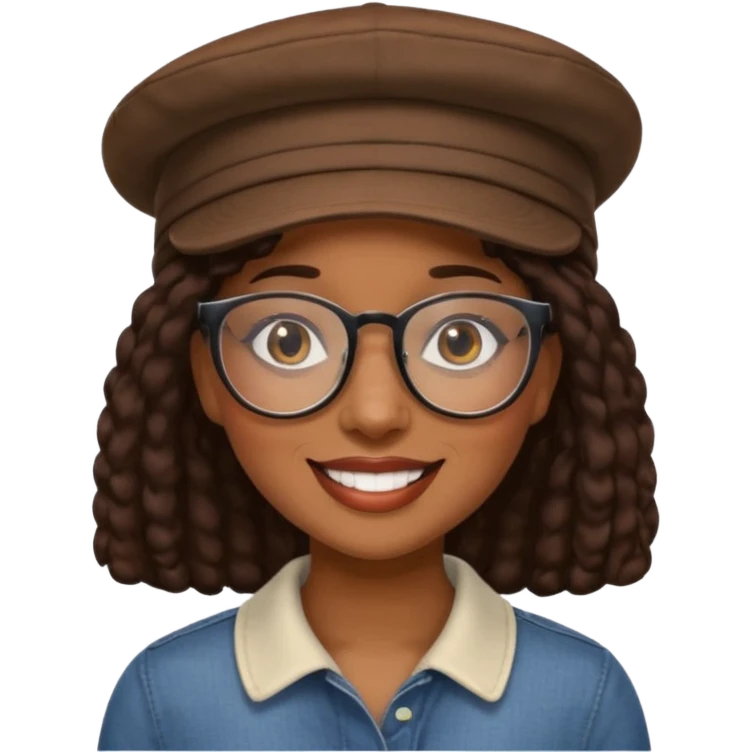 black woman wearing hats and glasses emoji