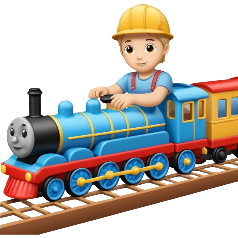 child playing with both toy cars and trains emoji