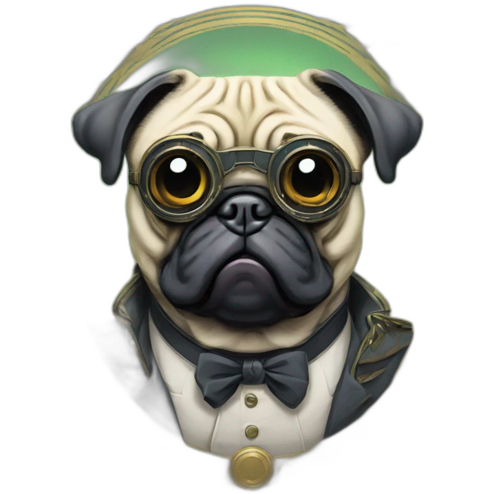 A cyberpunk pug in Art Nouveau style during 1910 emoji