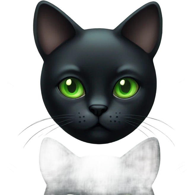 Obese black cat green eyes emoji