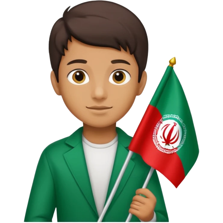 A boy holding the Iran flag. emoji