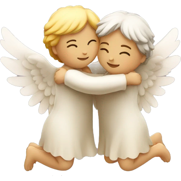 two angel hugging each other with their wings emoji
