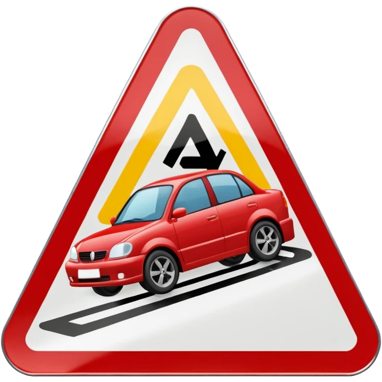 car on slippery road sign emoji