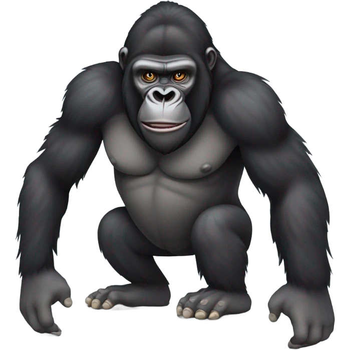 Gorilla entire body crouching down with hands hanging down and knees bent emoji