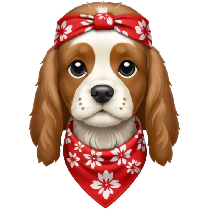 Собака породы черно-белый русский кокер спаниель в бандане Grow Street emoji