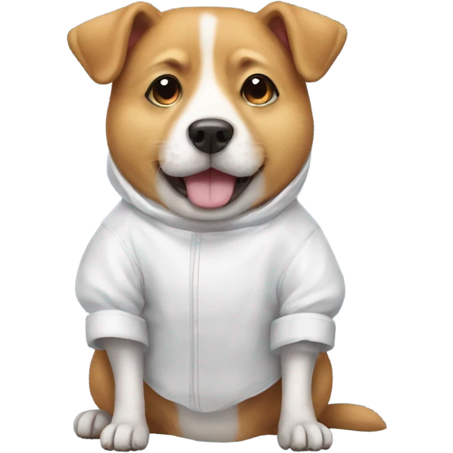 Dog in hamster wear emoji