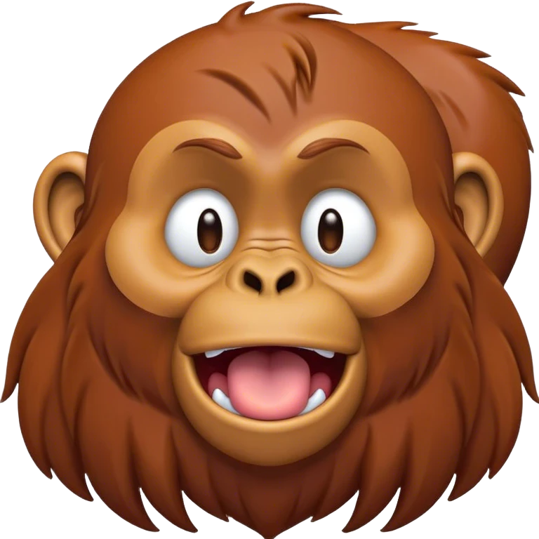 Cinematic Cute Yawning Orangutan Portrait Emoji, Head tilted slightly with a dramatic, wide-open yawn, showcasing a richly textured face with half-closed, sleepy eyes and a relaxed, open expression, Simplified yet irresistibly adorable features, highly detailed, glowing with a soft, cozy jungle glow, high shine, relaxed yet expressive, stylized with a dash of whimsical charm, soft glowing outline, capturing the essence of a drowsy yet affectionate guardian that appears ready to stretch out for a nap! emoji