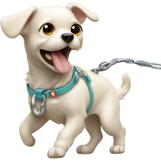 Super tiny dog dragging owner fast on leash  emoji