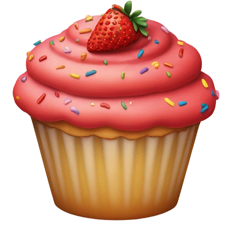 Giant strawberry cupcake with sprinkles emoji